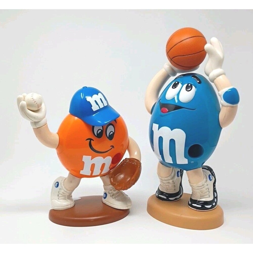 M&M's Candy Dispenser Collectibles Basketball & Baseball Player VINTAGE Lot of 2